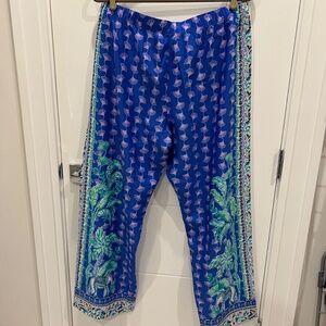 Lilly Pulitzer- Printed Satin pajama Bottom Blue Grotto NWT